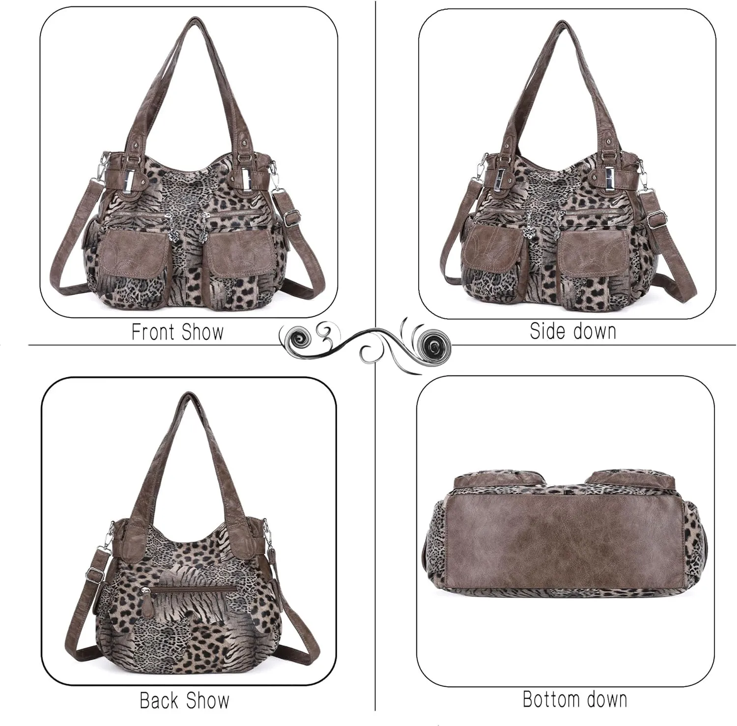 Purses and Handbags Women Tote Shoulder Top Handle Satchel Hobo Bags Fashion Washed Leather Purse