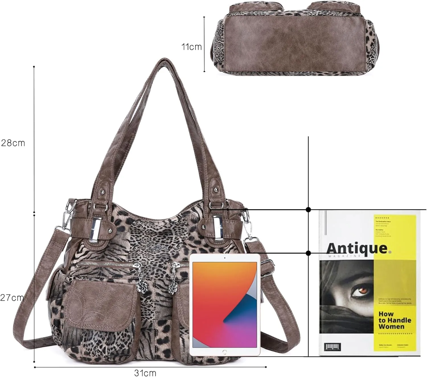 Purses and Handbags Women Tote Shoulder Top Handle Satchel Hobo Bags Fashion Washed Leather Purse