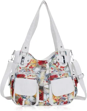 Purses and Handbags Women Tote Shoulder Top Handle Satchel Hobo Bags Fashion Washed Leather Purse