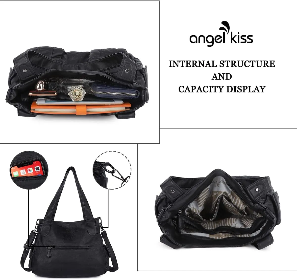 Purses and Handbags Women Tote Shoulder Top Handle Satchel Hobo Bags Fashion Washed Leather Purse