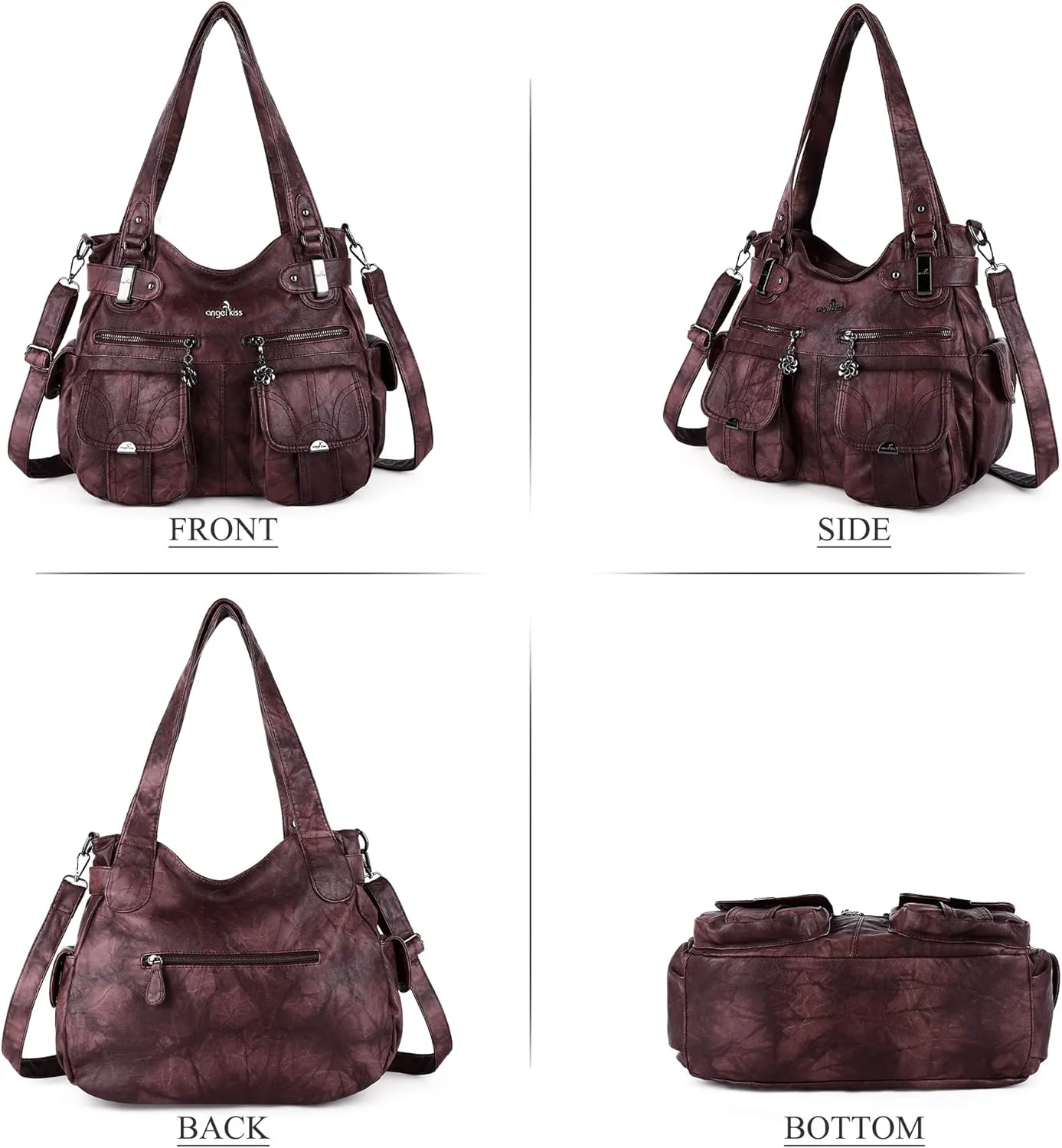 Purses and Handbags Women Tote Shoulder Top Handle Satchel Hobo Bags Fashion Washed Leather Purse