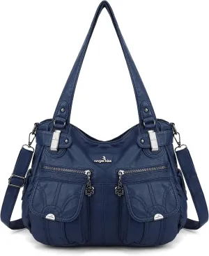 Purses and Handbags Women Tote Shoulder Top Handle Satchel Hobo Bags Fashion Washed Leather Purse