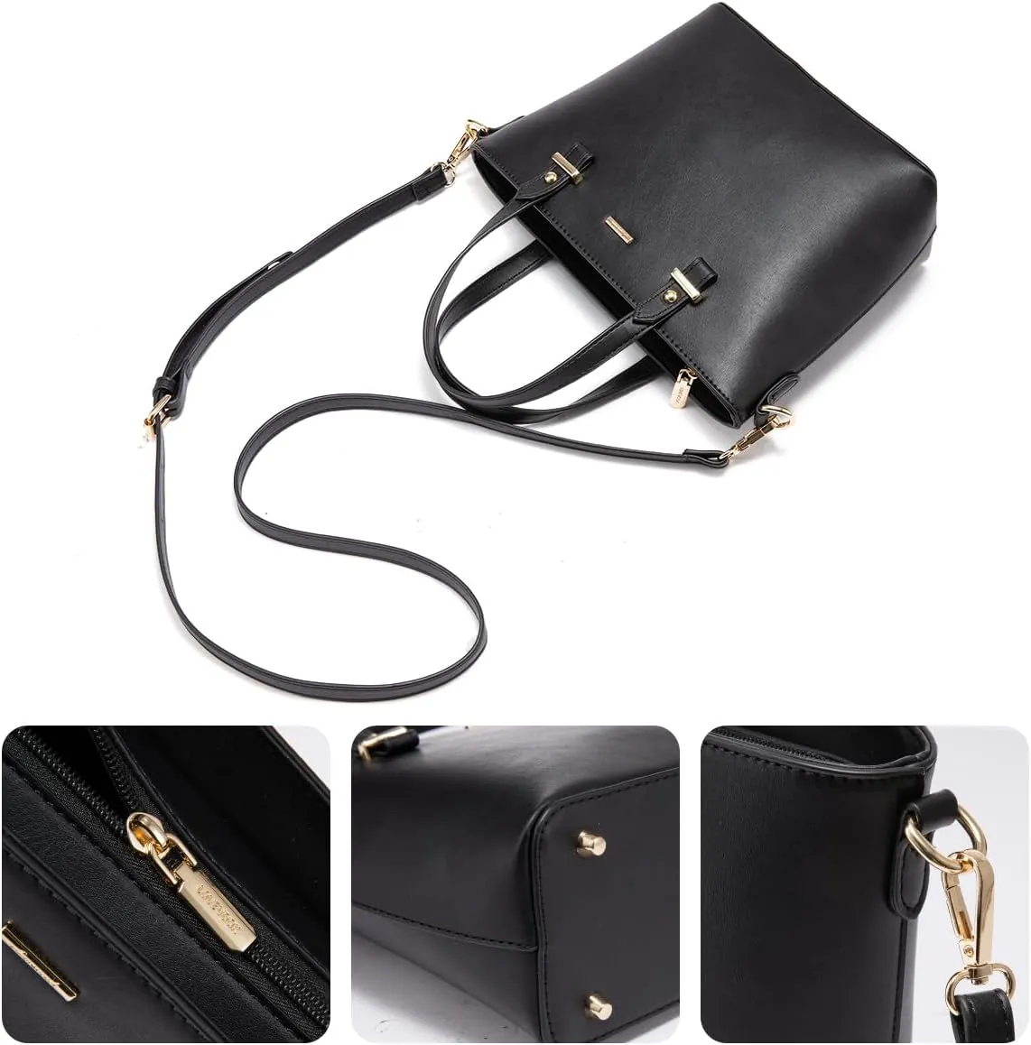 Purses for Women Classic Shoulder Tote Satchel Hobo Bags 3pcs Handbags Gift for Her Brown