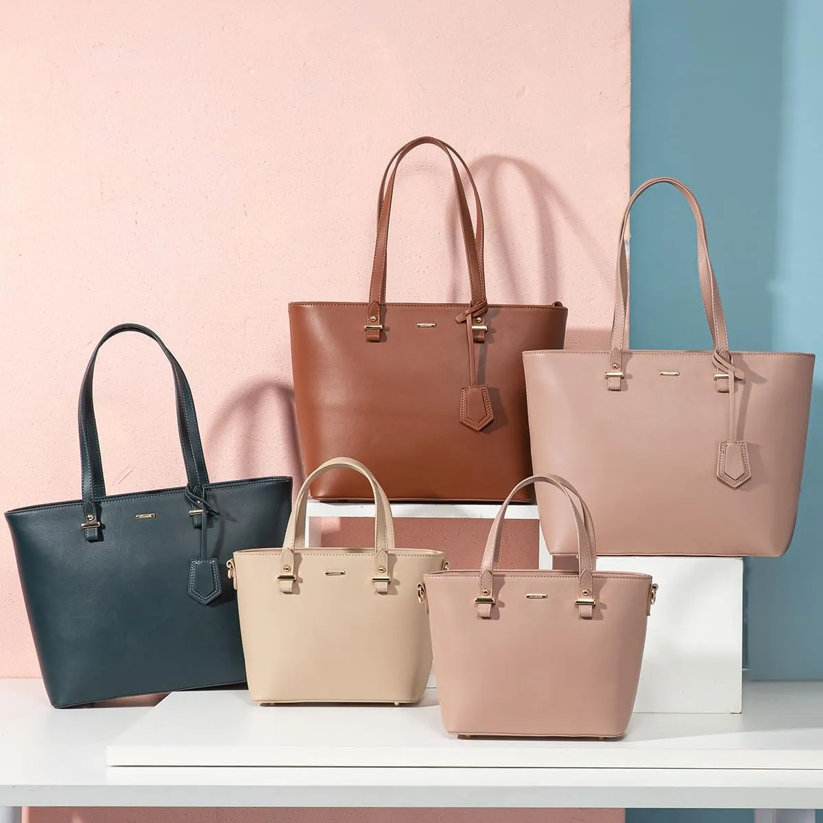 Purses for Women Classic Shoulder Tote Satchel Hobo Bags 3pcs Handbags Gift for Her Brown