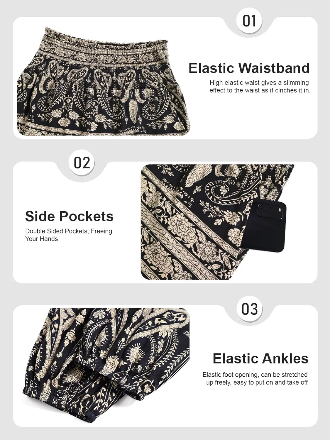 QIANXIZHAN Women's Harem Pants, Joggers Sweatpants Lounge Yoga Boho Clothes with Pockets