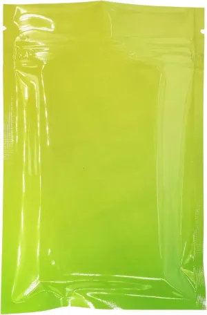 QQ Studio Pack of 100 Double-Sided Two-Tone Ombre Color Gradient Silver Foil Zip Closure Bags w/Tear Notches for Beauty Scrub Products (2.8" x 3.9", Ombre Yellow)