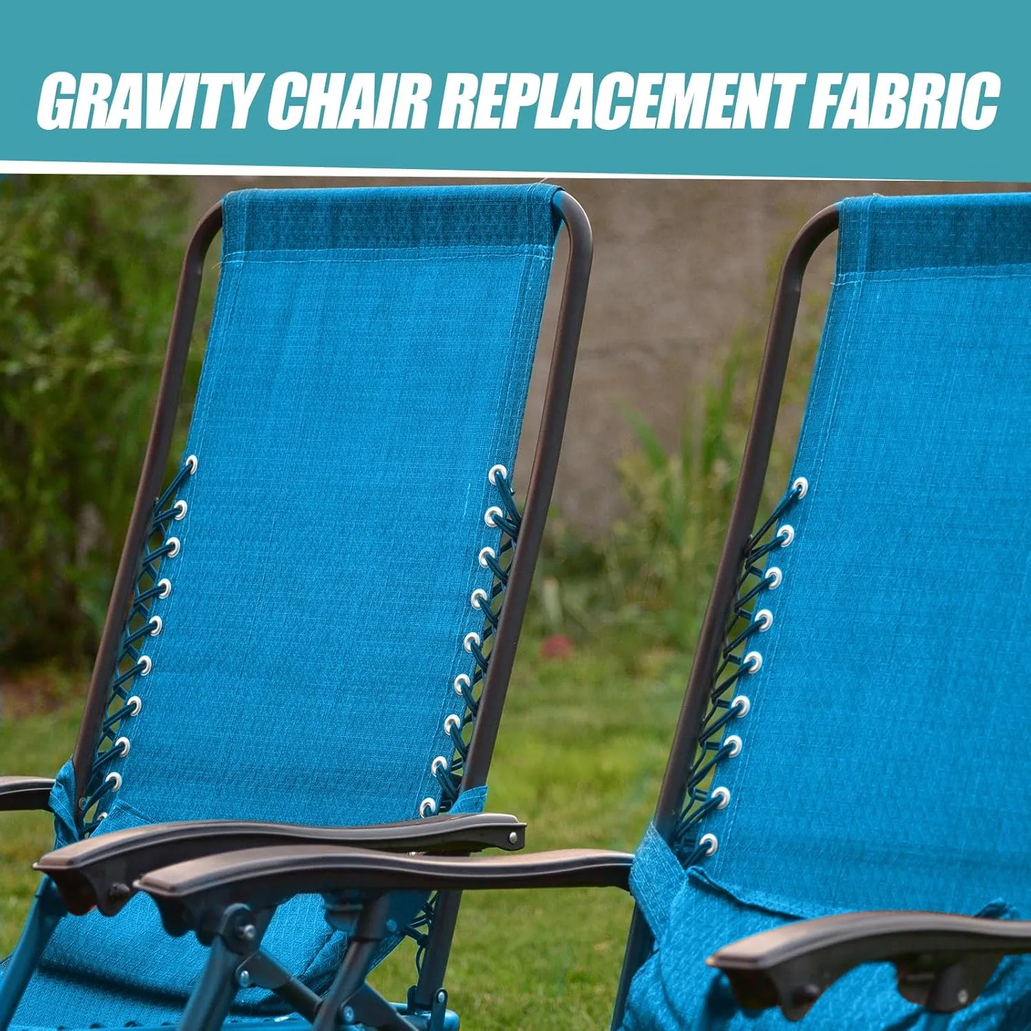 Queekay Chair Replacement Fabric with 4 Bungee Cord Lounge Chair Cloth Mesh Repair Kit for Patio Recliner Outdoor Lawn Pool(63 x 17 Inch,Light Blue)