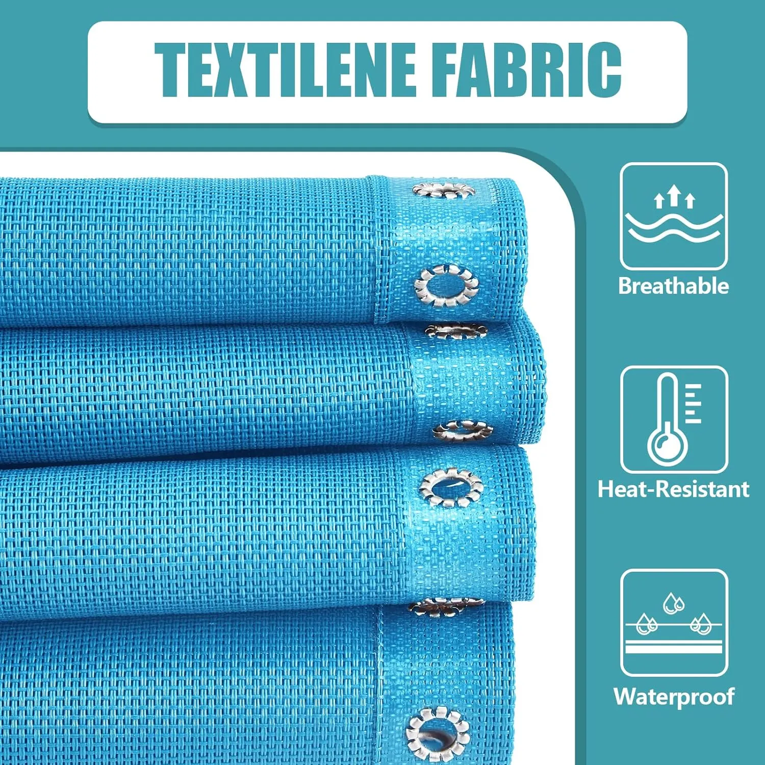 Queekay Chair Replacement Fabric with 4 Bungee Cord Lounge Chair Cloth Mesh Repair Kit for Patio Recliner Outdoor Lawn Pool(63 x 17 Inch,Light Blue)