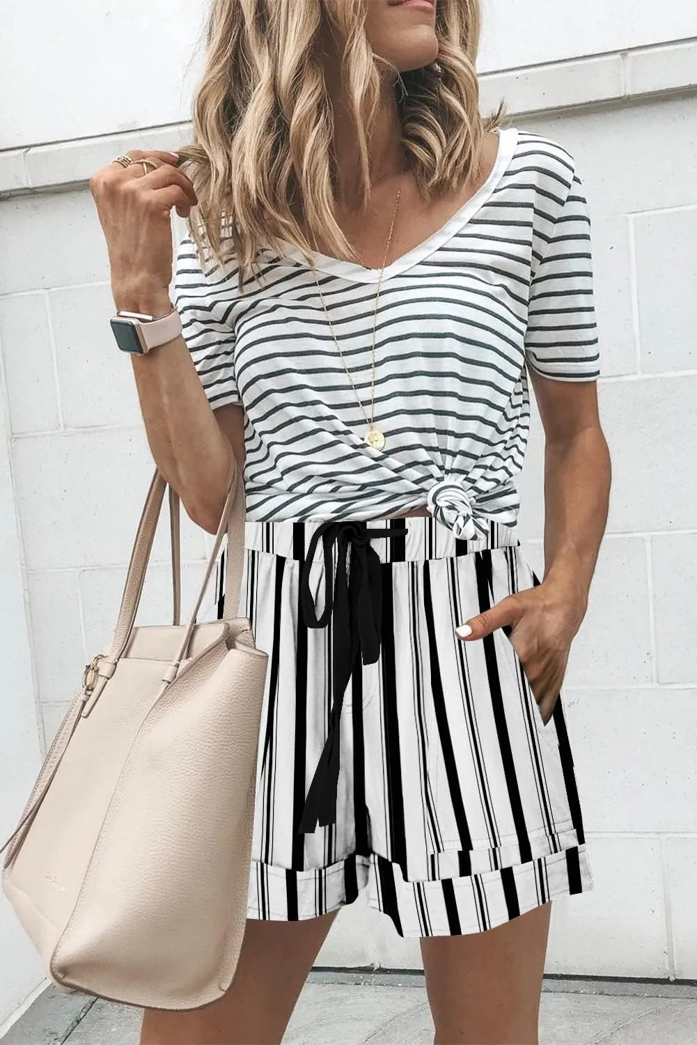 QUEEN PLUS Womens Casual Shorts Comfy Elastic Waist Drawstring Pocket Shorts Pants