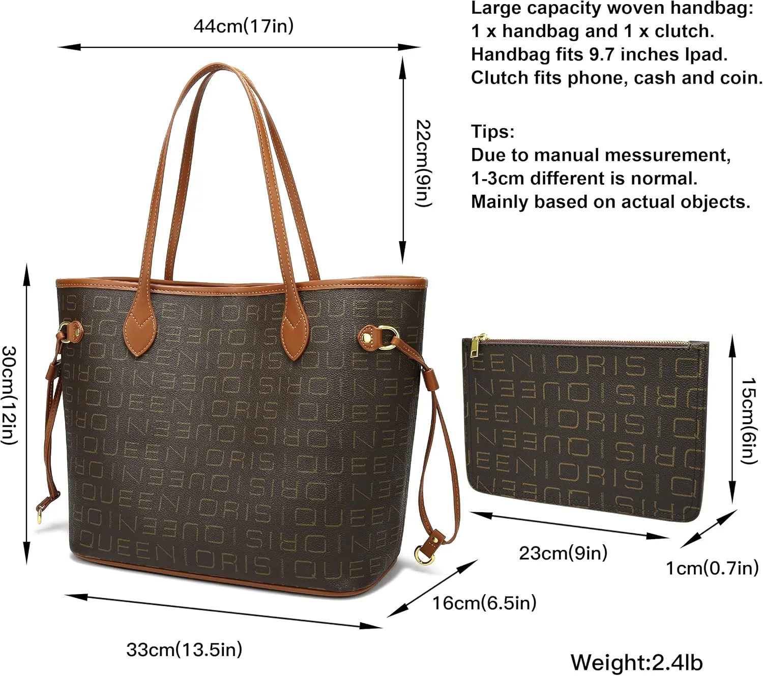Queenoris Tote Bag for Women, Designer Fashion Purses Top Handle Satchel Large Capacity Classic Shoulder Bags