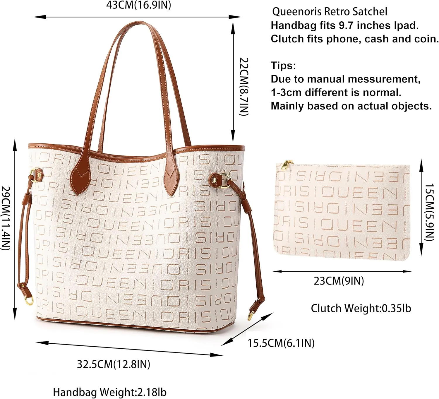 Queenoris Tote Bag for Women, Designer Fashion Purses Top Handle Satchel Large Capacity Classic Shoulder Bags