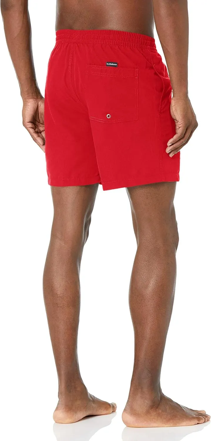 Quiksilver Men's Solid Elastic Waist Volley Boardshort Swim Trunk Bathing Suit