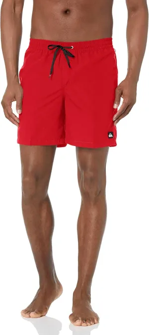 Quiksilver Men's Solid Elastic Waist Volley Boardshort Swim Trunk Bathing Suit