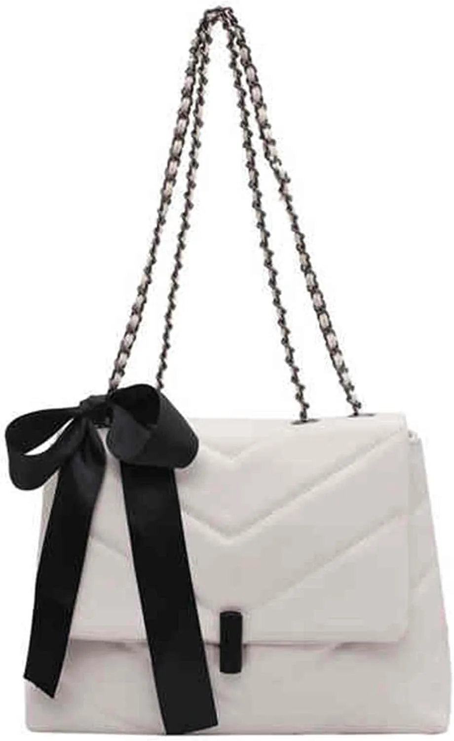 Quilted Leather HandBag for Women Trendy Ladies Shoulder Purse Satchel with Chain Strap