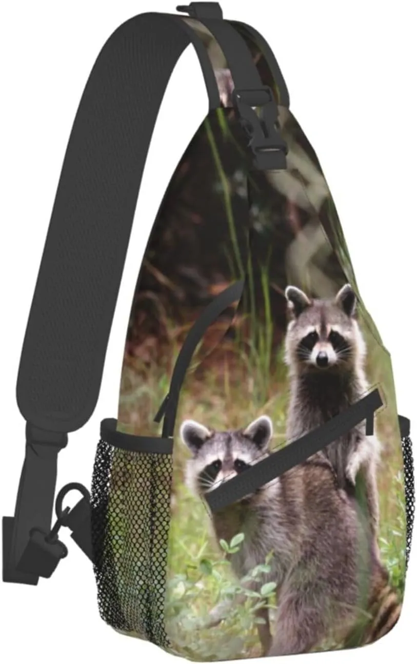Raccoon Sling Bag Cute Crossbody Chest Daypack Casual Backpack Animal Shoulder Bag Cute Bag