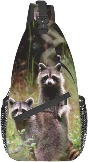 Raccoon Sling Bag Cute Crossbody Chest Daypack Casual Backpack Animal Shoulder Bag Cute Bag