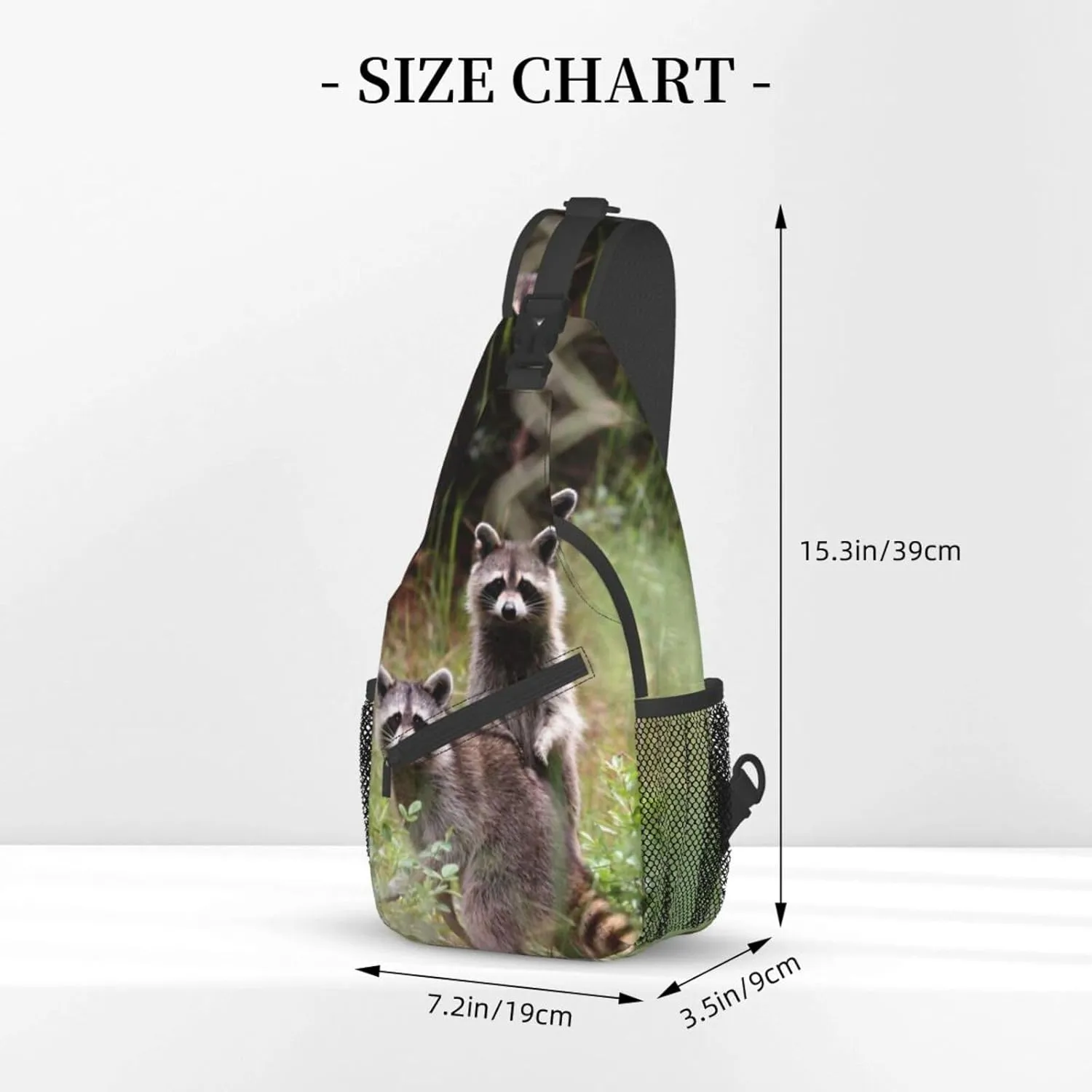 Raccoon Sling Bag Cute Crossbody Chest Daypack Casual Backpack Animal Shoulder Bag Cute Bag