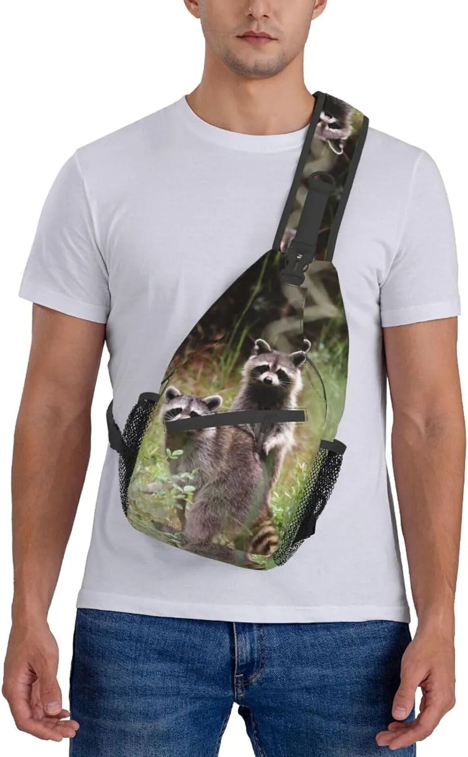 Raccoon Sling Bag Cute Crossbody Chest Daypack Casual Backpack Animal Shoulder Bag Cute Bag