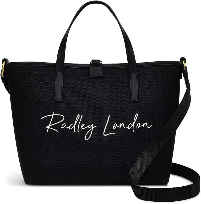 RADLEY London Addison Gardens Signature Responsible Women's Medium Recycled Canvas Open Top Satchel Bag, Black