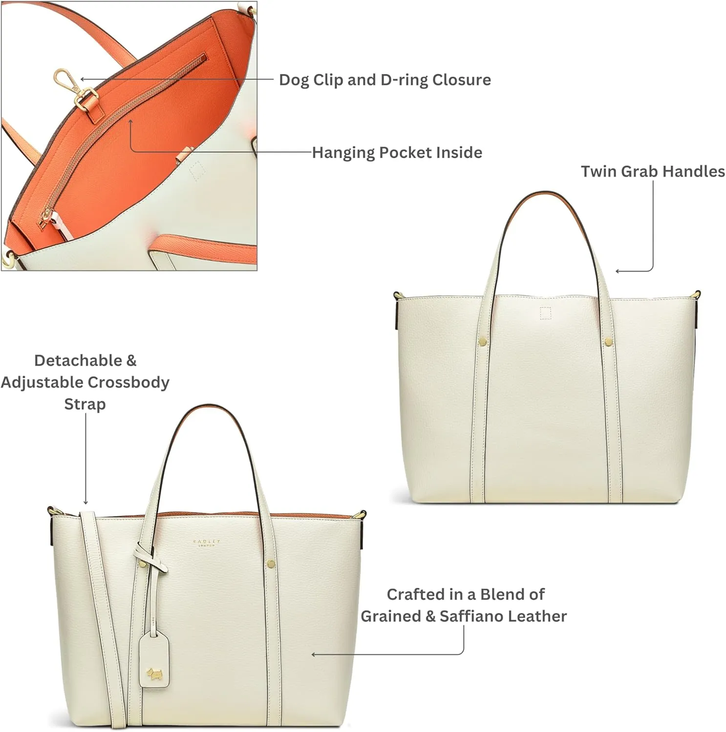 RADLEY London Smithfields Way Women's Medium Leather Open Top Satchel Bag