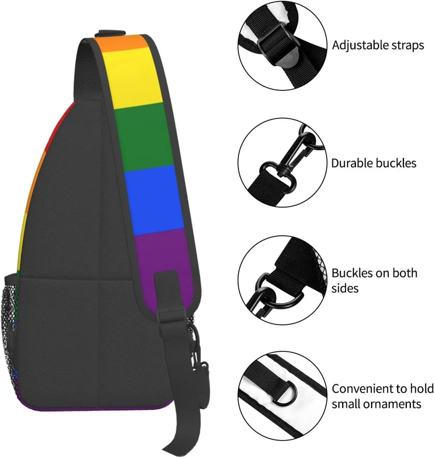 Rainbow LGBT Crossbody Backpack Gay Pride Sling Bag for Men Women Shoulder Chest Bags Gym Sport Travel Hiking Daypack