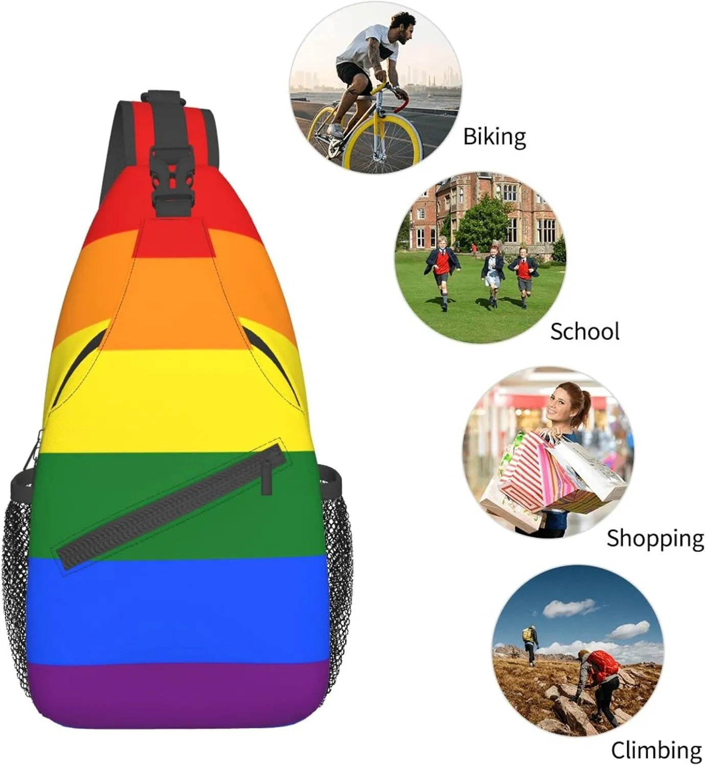 Rainbow LGBT Crossbody Backpack Gay Pride Sling Bag for Men Women Shoulder Chest Bags Gym Sport Travel Hiking Daypack