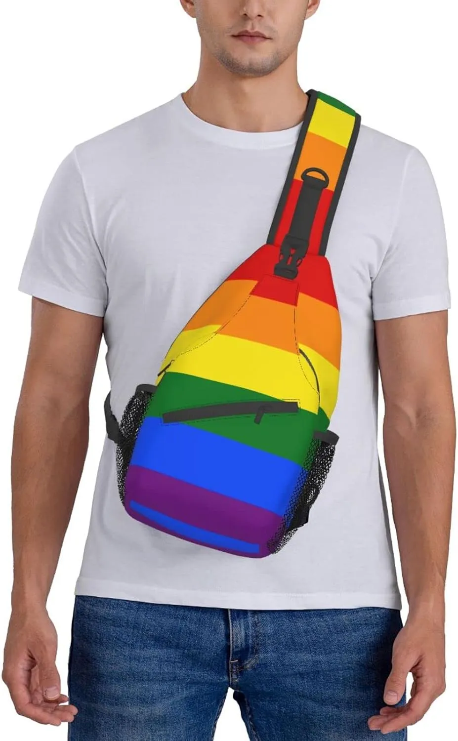 Rainbow LGBT Crossbody Backpack Gay Pride Sling Bag for Men Women Shoulder Chest Bags Gym Sport Travel Hiking Daypack