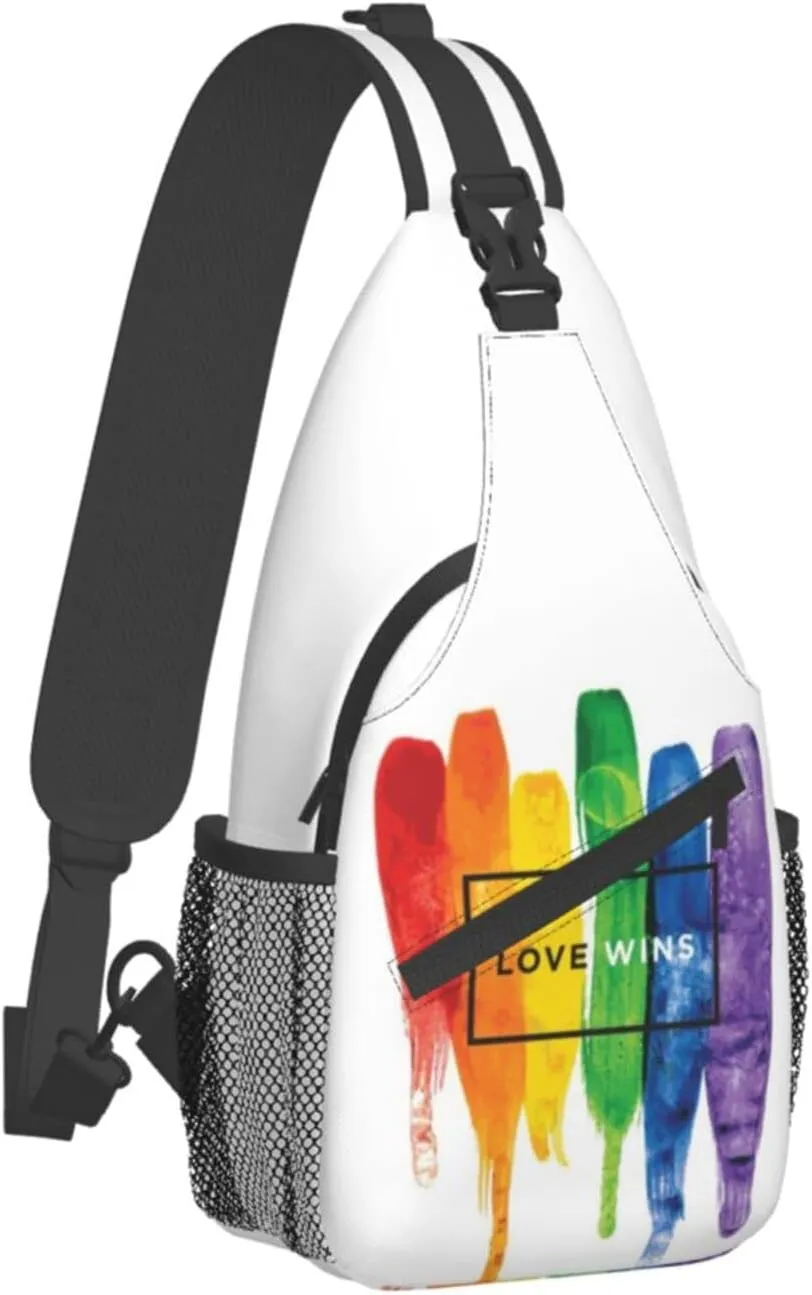 Rainbow LGBT Pride Sling Backpack, Multipurpose Lgbt Crossbody Shoulder Bag Travel Hiking Daypack for Men Women