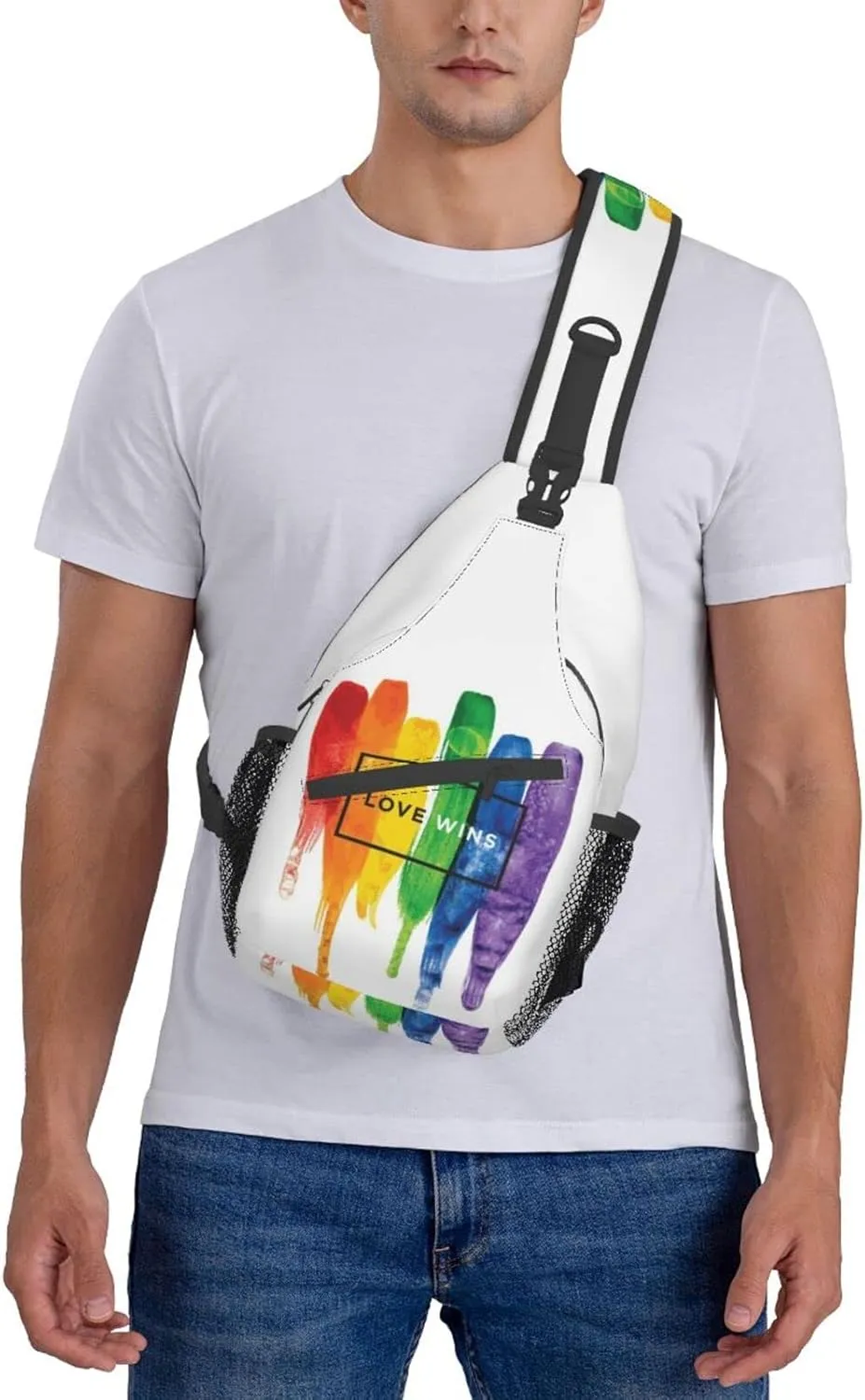 Rainbow LGBT Pride Sling Backpack, Multipurpose Lgbt Crossbody Shoulder Bag Travel Hiking Daypack for Men Women
