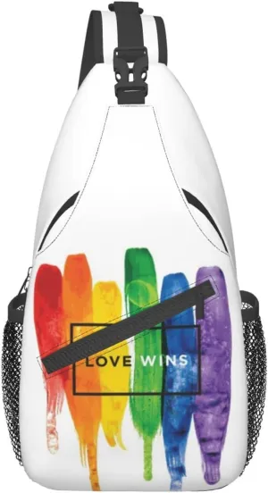 Rainbow LGBT Pride Sling Backpack, Multipurpose Lgbt Crossbody Shoulder Bag Travel Hiking Daypack for Men Women
