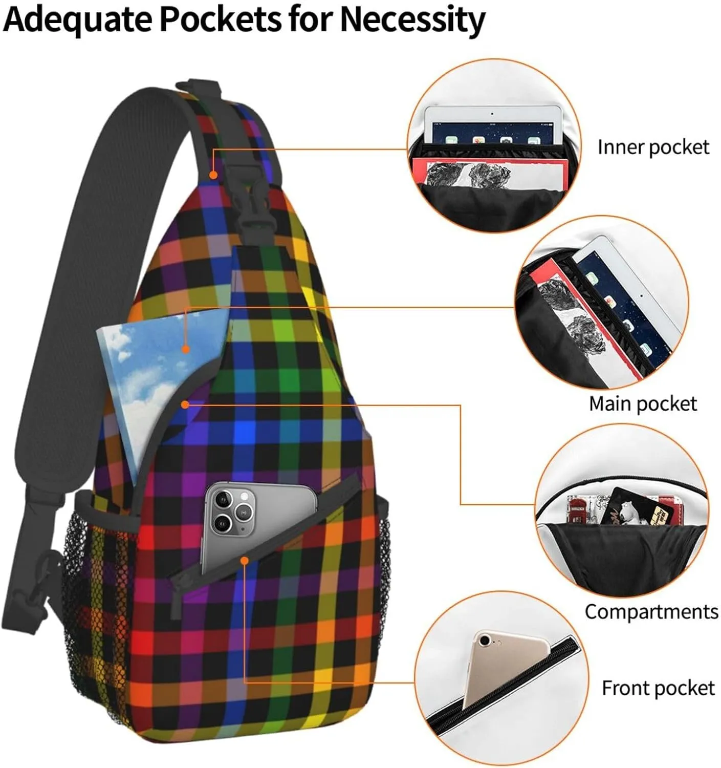 Rainbow LGBT Pride Sling Bag LGBT Crossbody Sling Backpack Multipurpose LGBT Chest Bag for Women Cycling