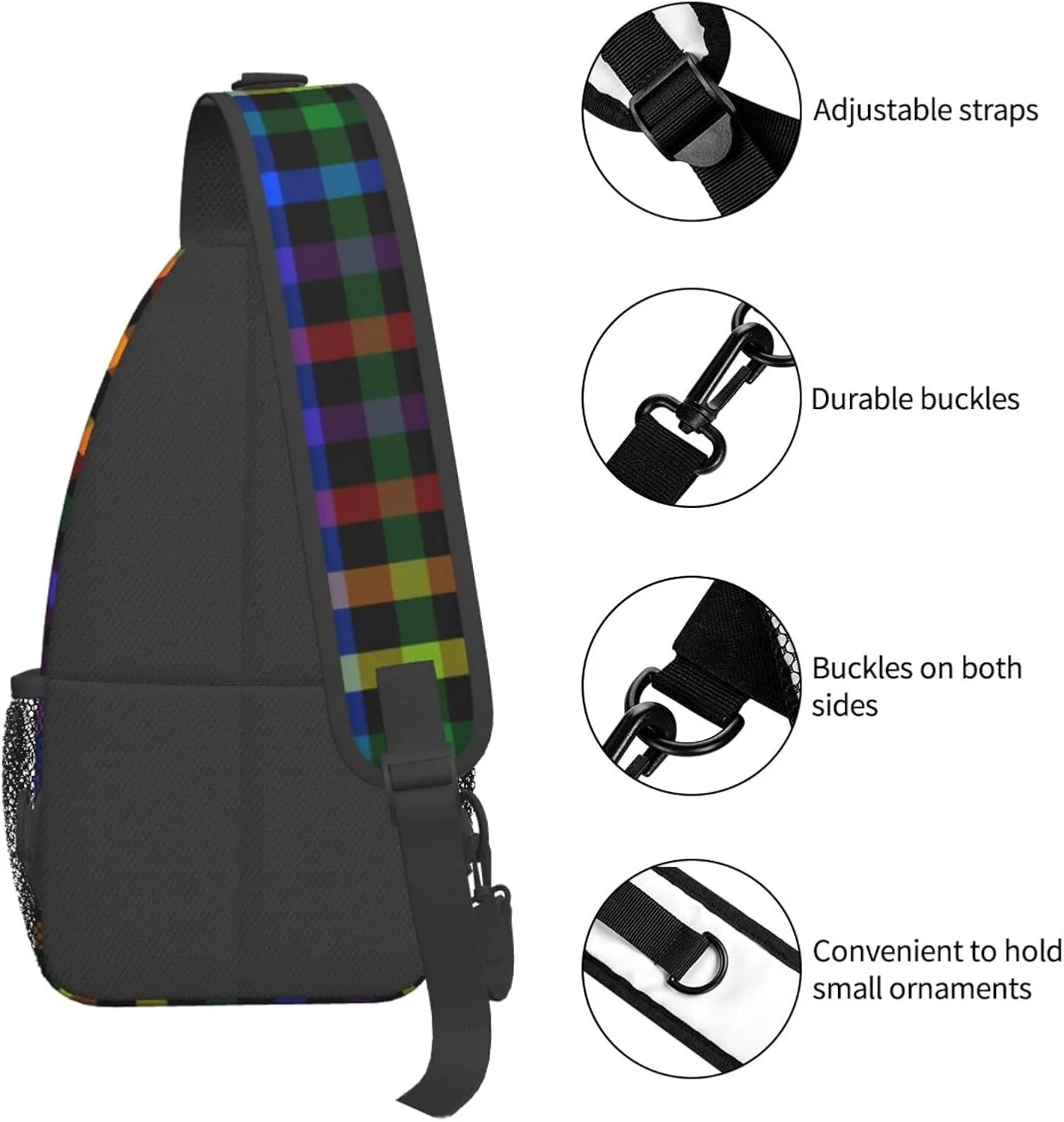Rainbow LGBT Pride Sling Bag LGBT Crossbody Sling Backpack Multipurpose LGBT Chest Bag for Women Cycling