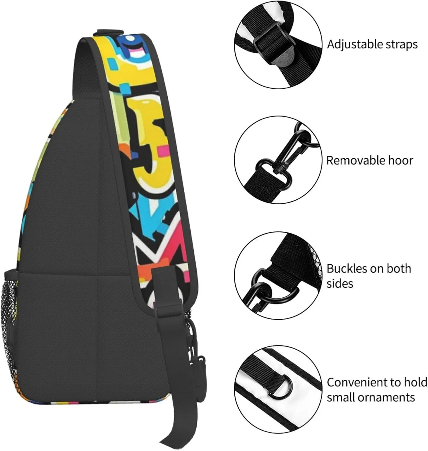 Rainbow Stripes Vibrant Crossbody Bags Cross Chest Bag Adjustable Sling Backpack for Women Men