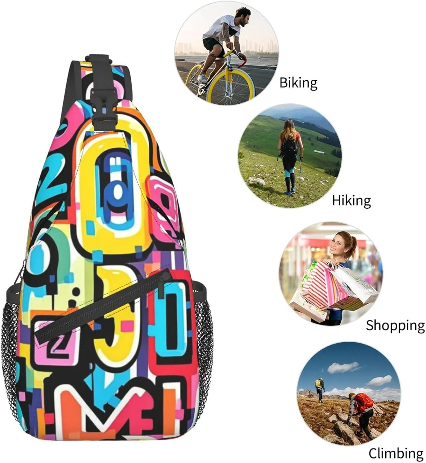 Rainbow Stripes Vibrant Crossbody Bags Cross Chest Bag Adjustable Sling Backpack for Women Men