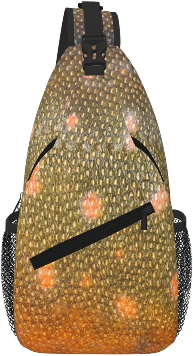 Rainbow Trout Skin Sling Shoulder Bag Backpack Adjustable Crossbody Bag Chest Bag Daypack For Men Women Hiking Travel pattern2