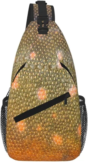 Rainbow Trout Skin Sling Shoulder Bag Backpack Adjustable Crossbody Bag Chest Bag Daypack For Men Women Hiking Travel pattern2