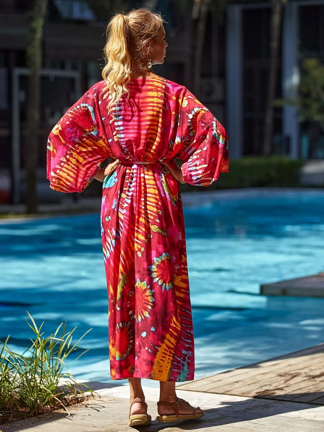 RanRui Womenloose Kimono Duster Beach Blouse Long Beach Kimono Robe Cover ups Kimonos for Women