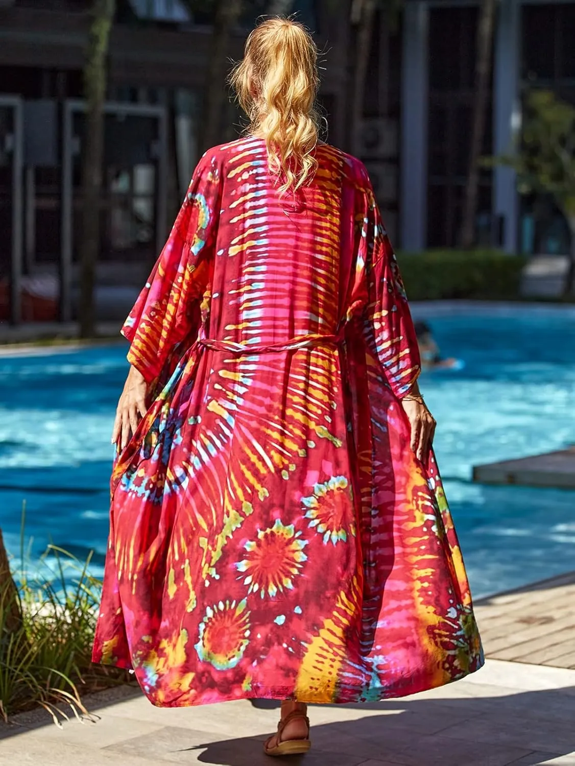 RanRui Womenloose Kimono Duster Beach Blouse Long Beach Kimono Robe Cover ups Kimonos for Women