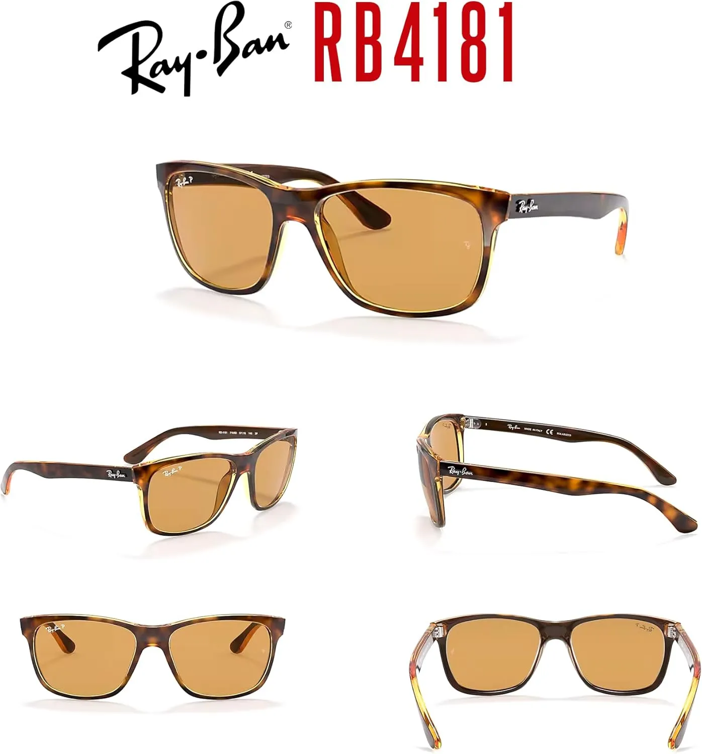Ray-Ban RB4181 Square Sunglasses For Men   BUNDLE with Designer iWear Eyewear Kit