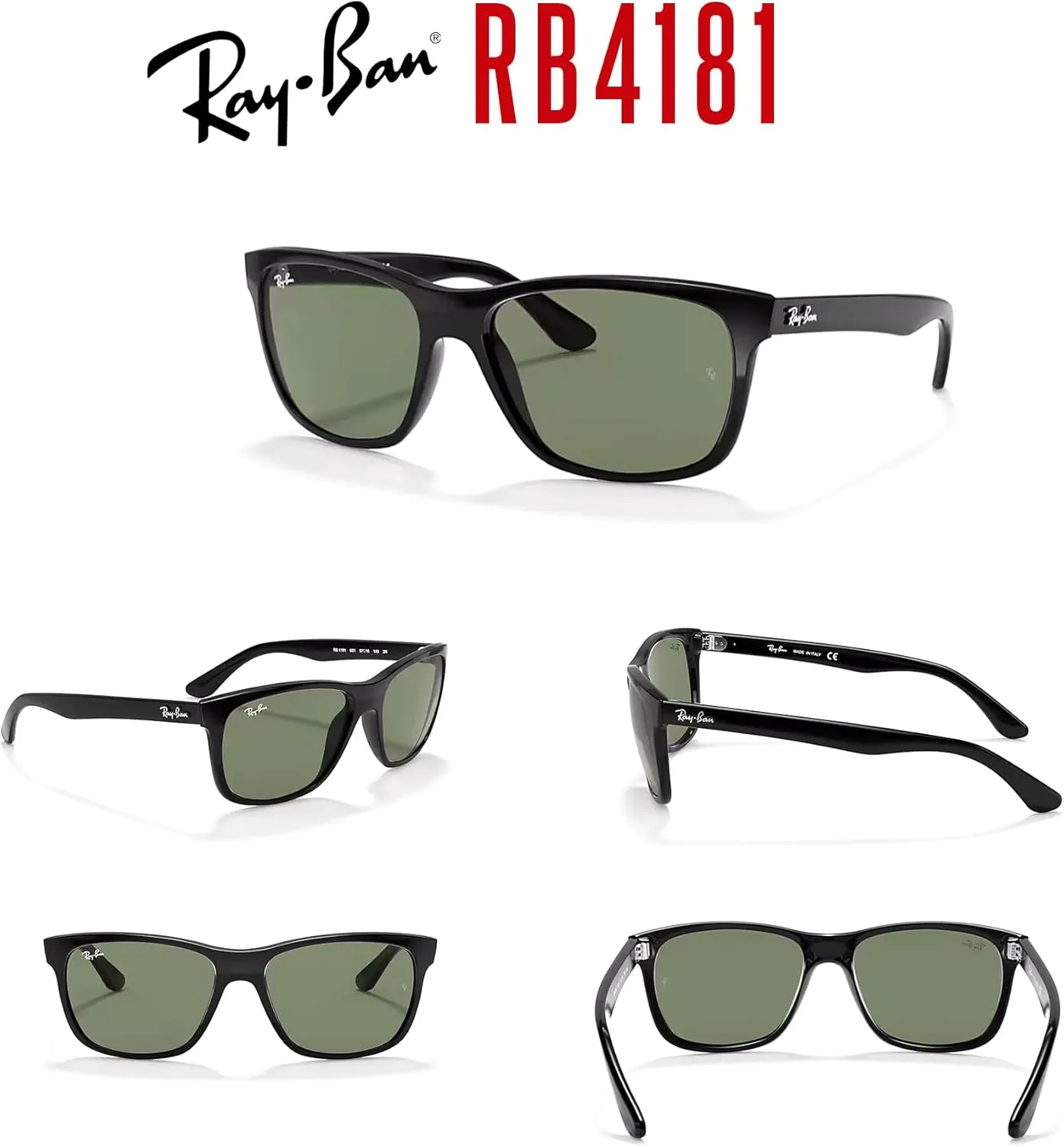 Ray-Ban RB4181 Square Sunglasses For Men   BUNDLE with Designer iWear Eyewear Kit