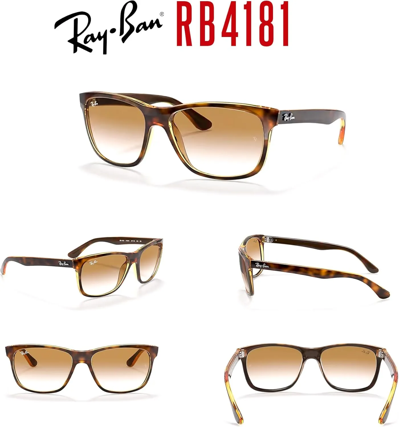 Ray-Ban RB4181 Square Sunglasses For Men   BUNDLE with Designer iWear Eyewear Kit