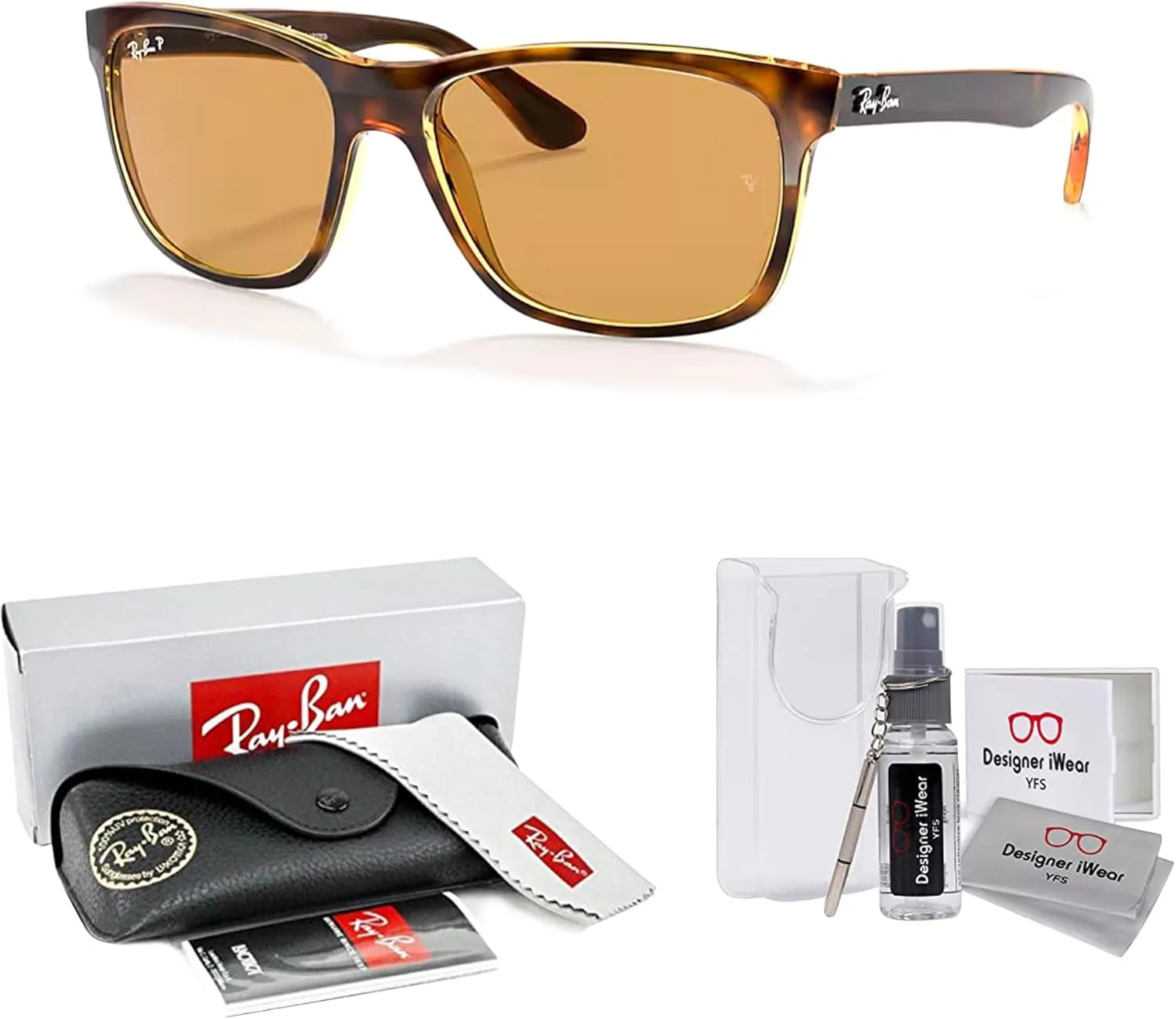 Ray-Ban RB4181 Square Sunglasses For Men   BUNDLE with Designer iWear Eyewear Kit