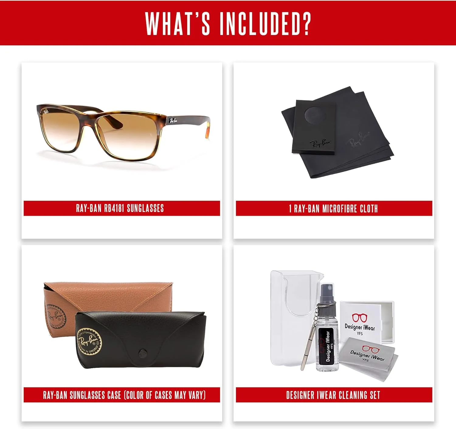 Ray-Ban RB4181 Square Sunglasses For Men   BUNDLE with Designer iWear Eyewear Kit