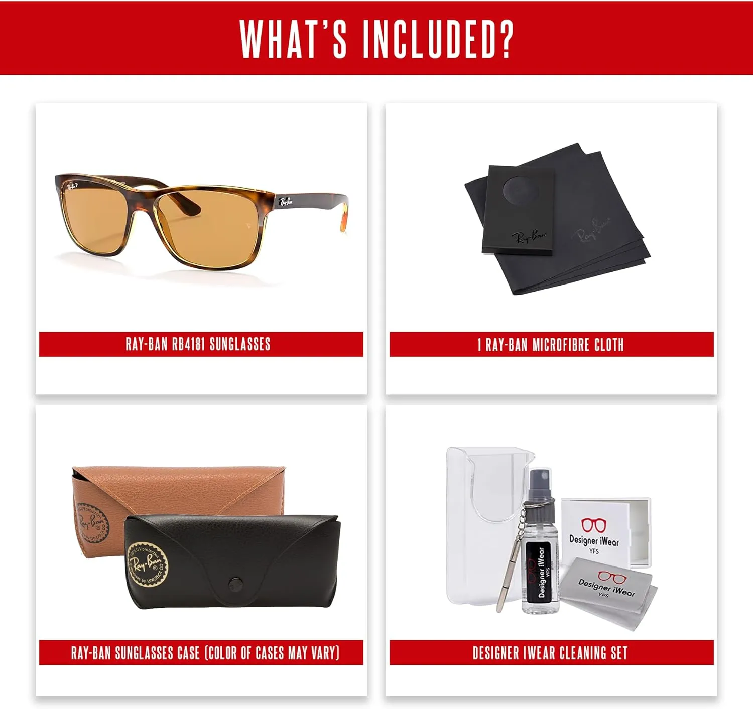 Ray-Ban RB4181 Square Sunglasses For Men   BUNDLE with Designer iWear Eyewear Kit