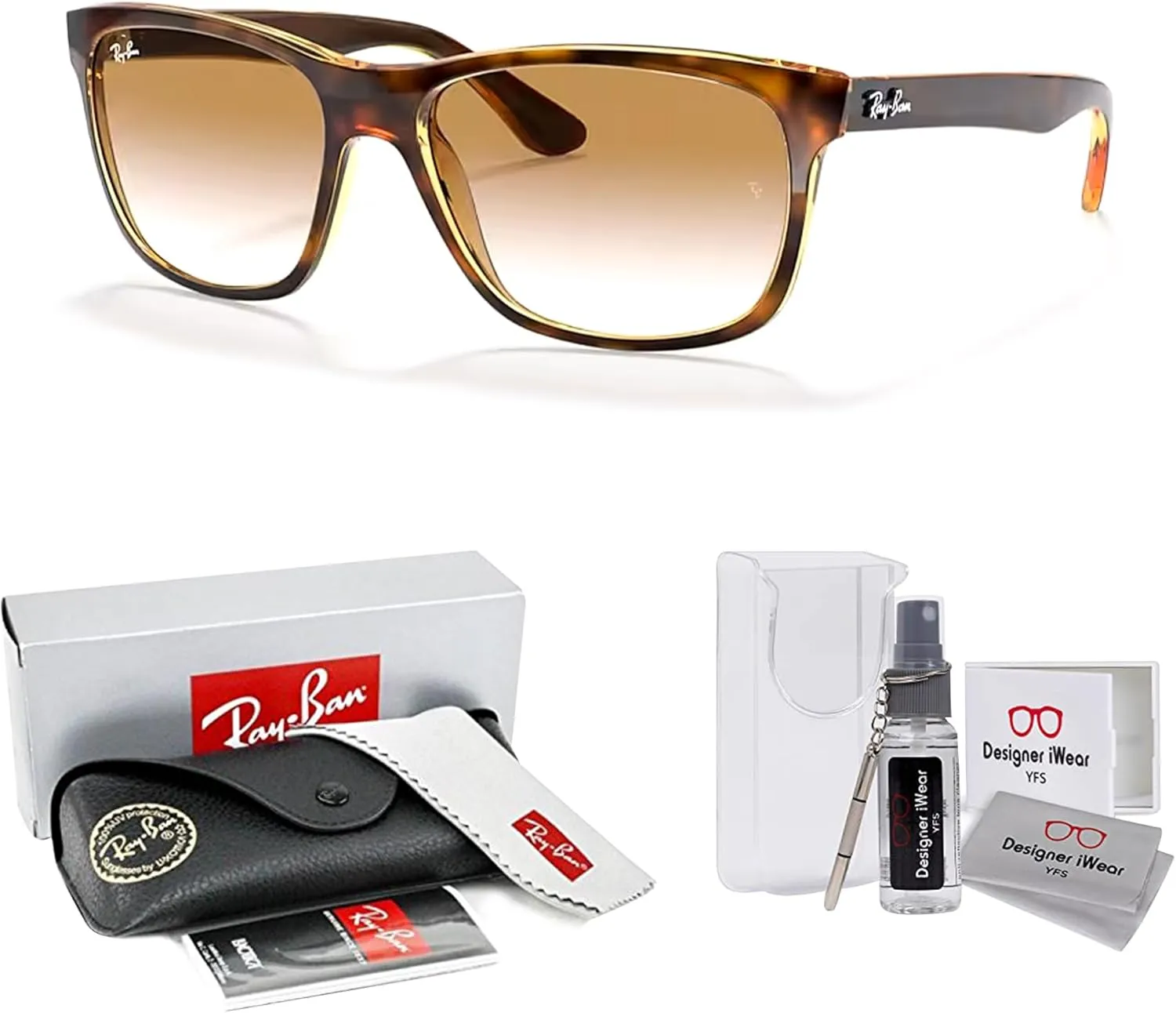 Ray-Ban RB4181 Square Sunglasses For Men   BUNDLE with Designer iWear Eyewear Kit
