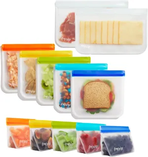 (re) zip Back to School 12-Piece Reusable Bag Kit | 5 Sandwich, 5 Snack, 2 Half Gallon Bags | BPA-Free Lunchtime Meal Prep Essentials | Leak Proof, Airtight, Washable, Eco-Friendly