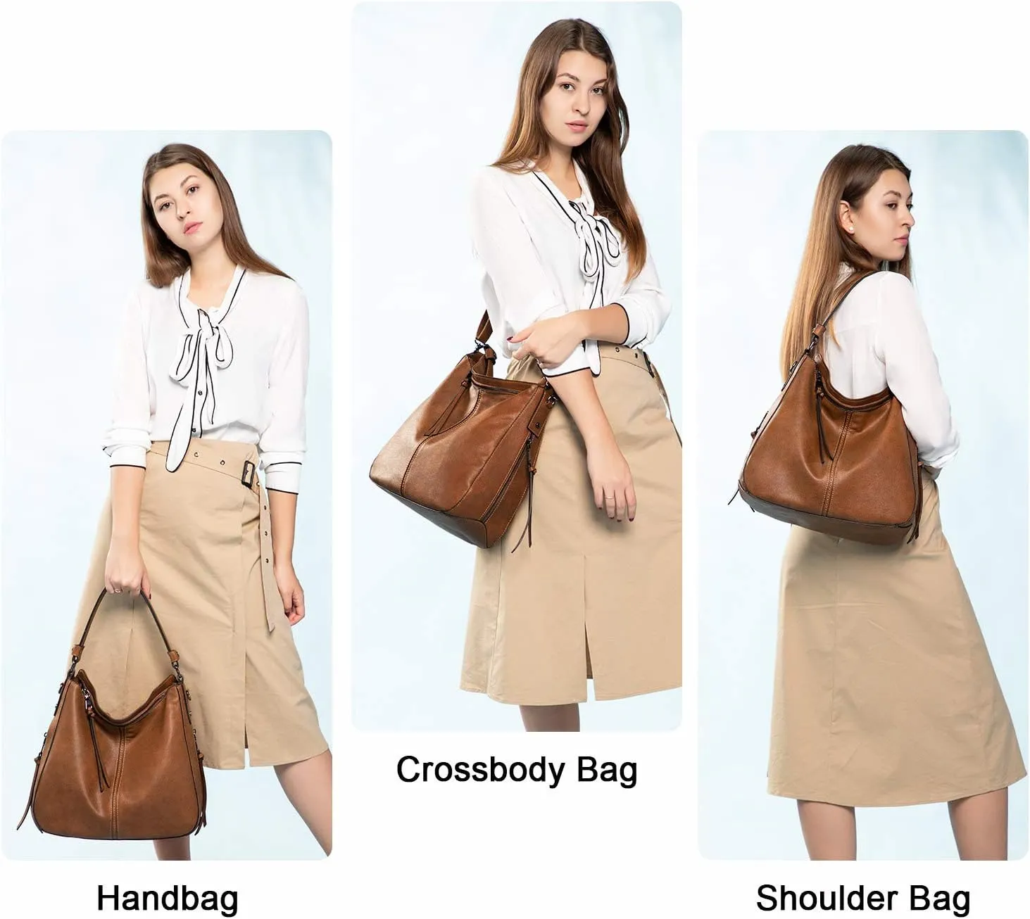Realer Hobo Crossbody Bags for Women Designer Leather Hobo Handbags Retro Large Size Shoulder Bag Bucket Purse