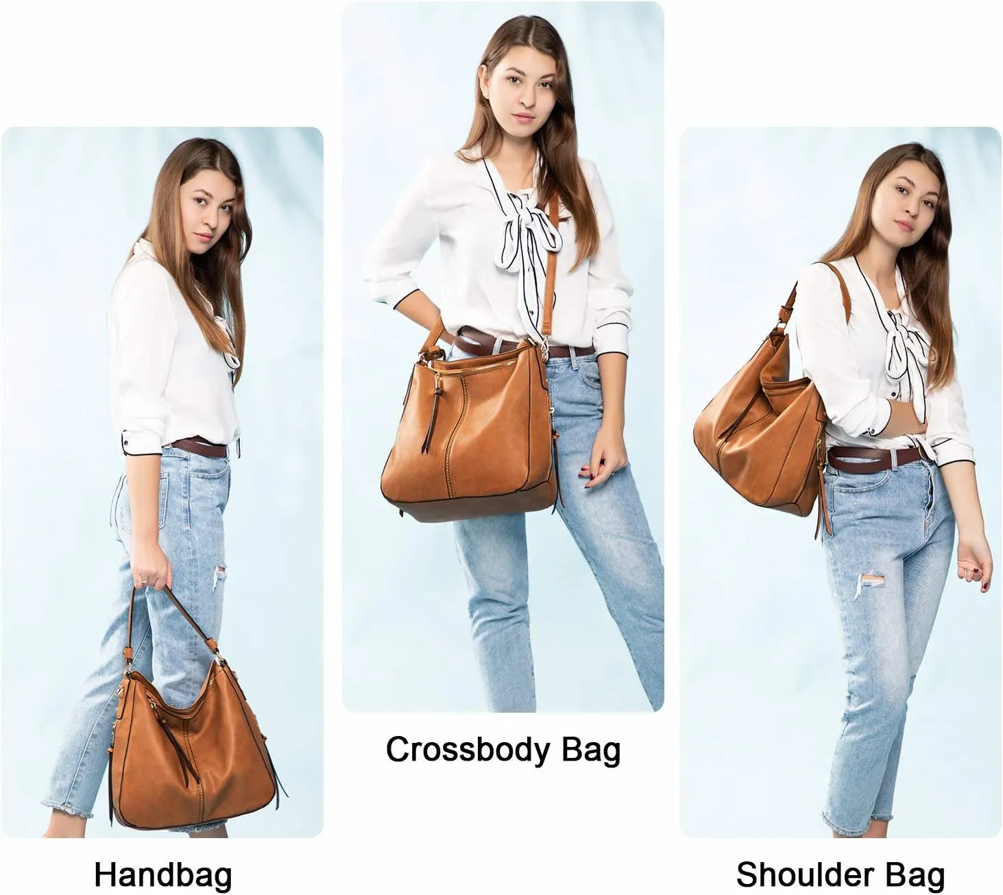 Realer Hobo Crossbody Bags for Women Designer Leather Hobo Handbags Retro Large Size Shoulder Bag Bucket Purse