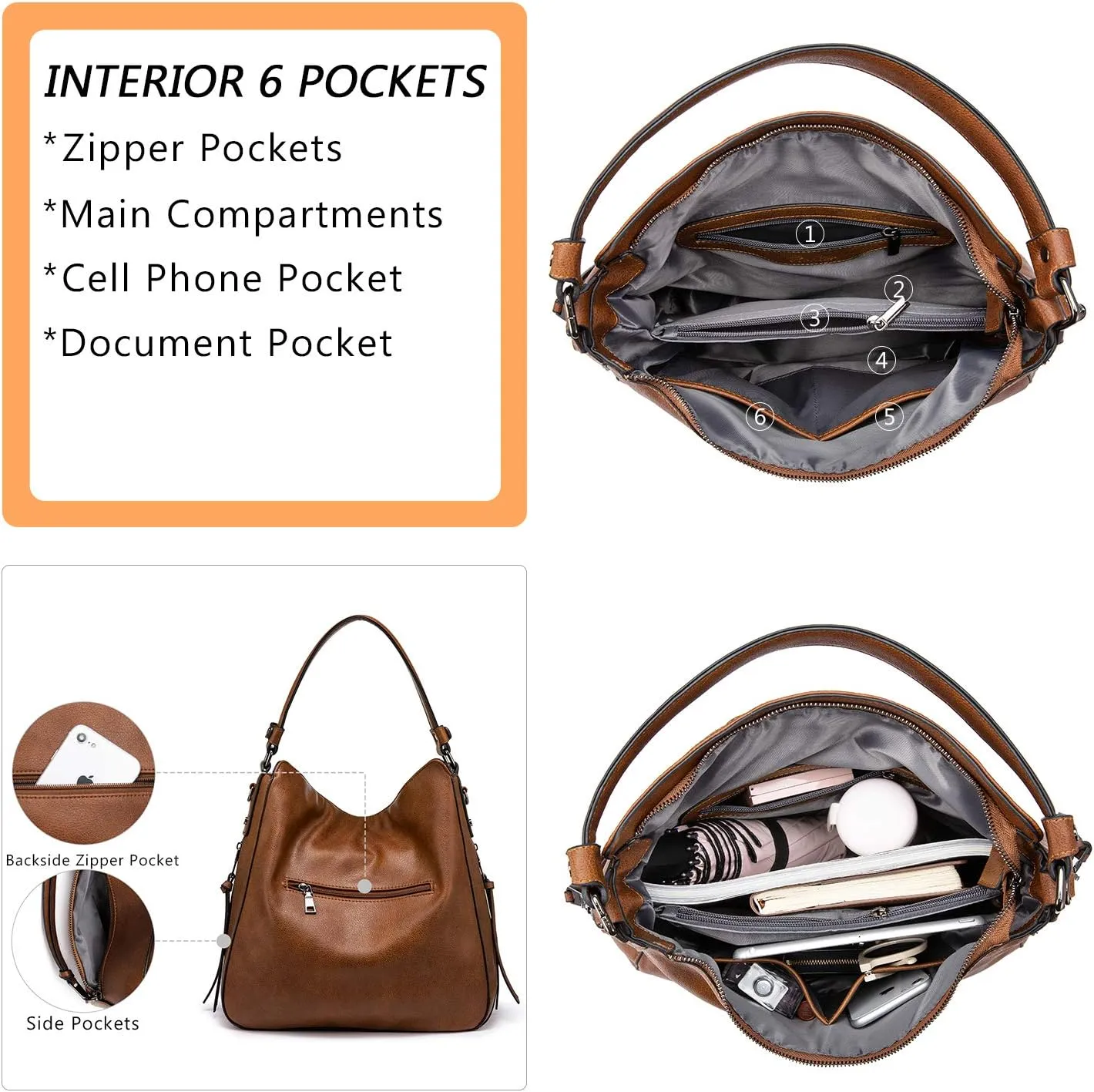 Realer Hobo Crossbody Bags for Women Designer Leather Hobo Handbags Retro Large Size Shoulder Bag Bucket Purse