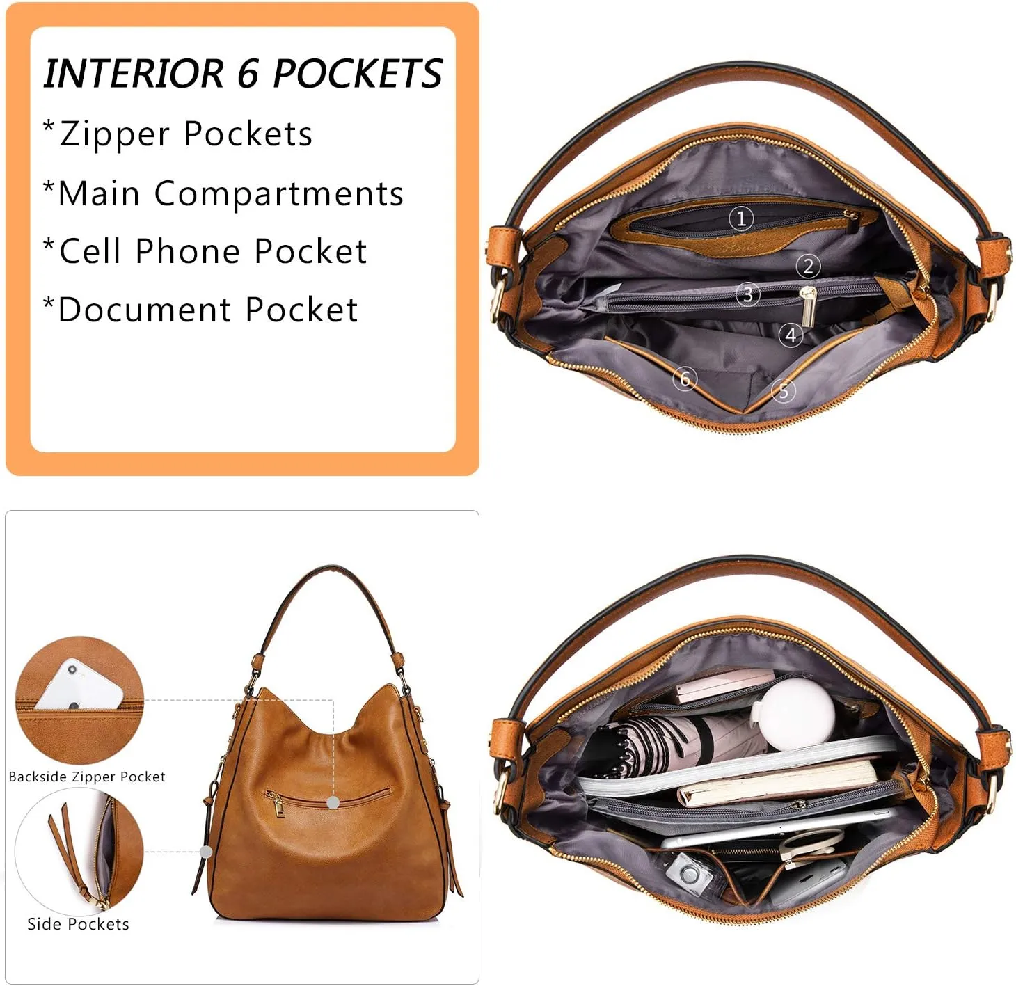 Realer Hobo Crossbody Bags for Women Designer Leather Hobo Handbags Retro Large Size Shoulder Bag Bucket Purse